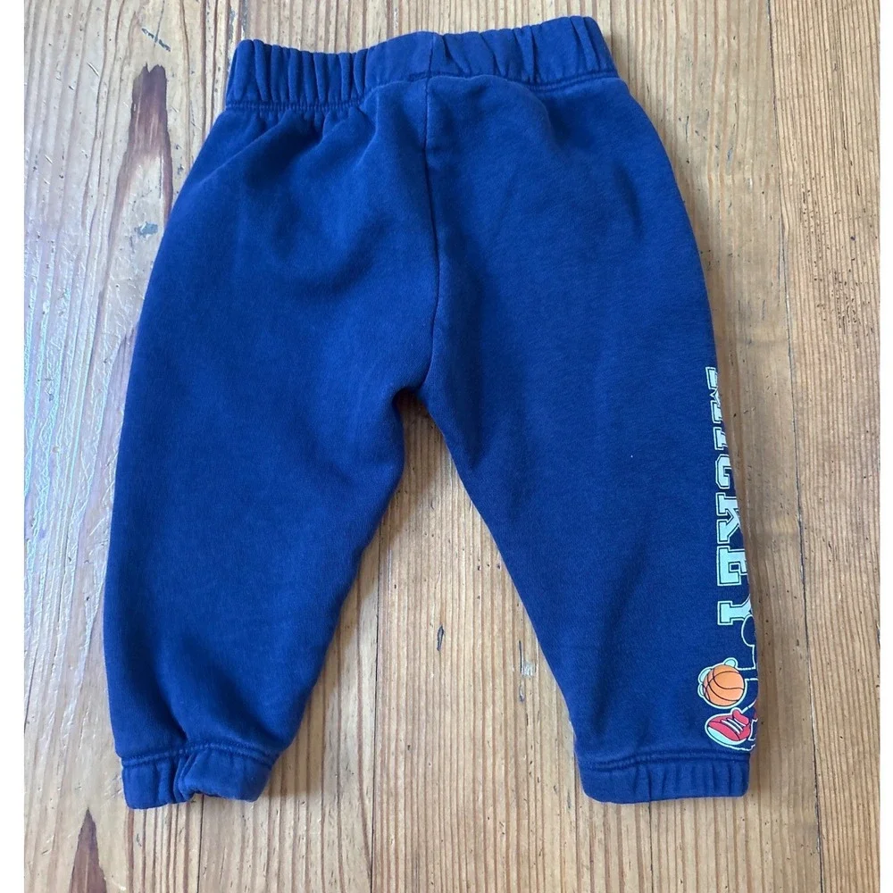 Gap Disney Sweatpants Kids Blue Mickey Mouse Basketball Joggers SIZE 12-18m